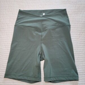 Yogalicious Lux Crossover 7 Inch Biker Shorts Sage Green Womens Medium